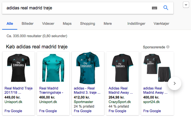 Google Shopping kan se sådan ud